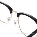 Half-Rim Men Fashion Cool Vintage Retro Metal Acetate Optical Eyewear Frames